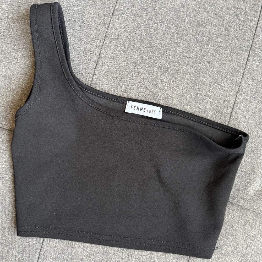 Femme Luxe Black One-Shoulder Top